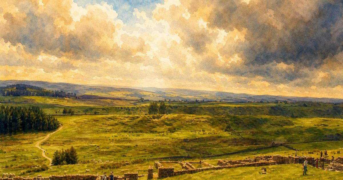Watercolour illustration of Housesteads Roman Fort, Issue 12