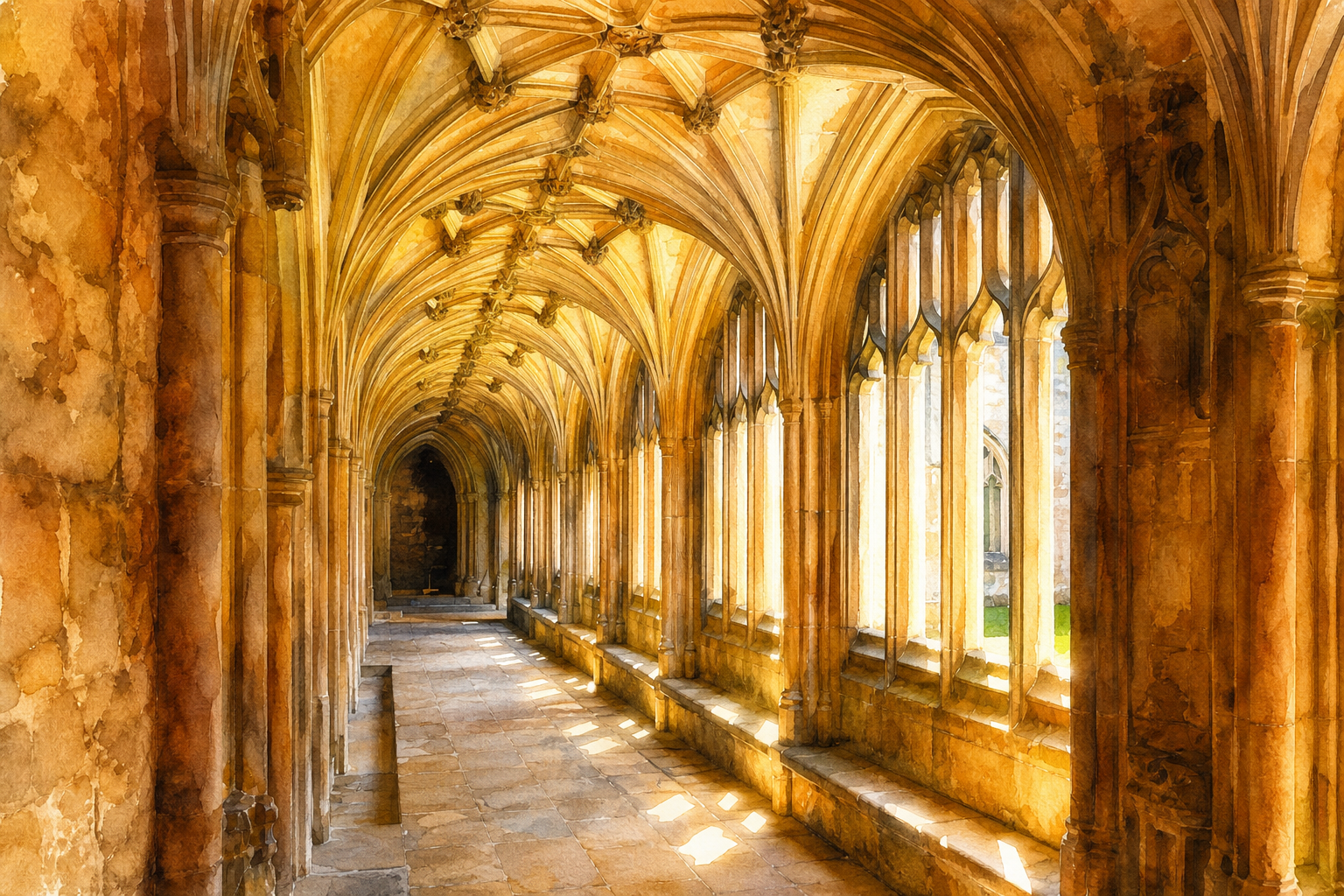 Watercolour illustration of Lacock Abbey, Issue 11
