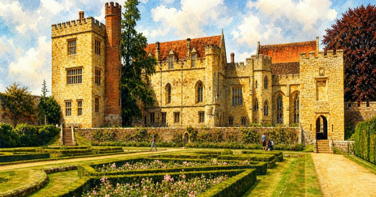 Watercolour illustration of Penshurst Place, Issue 25