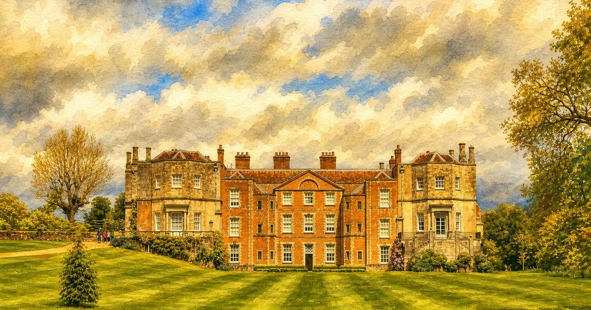Watercolour illustration of Mottisfont Abbey, Issue 8