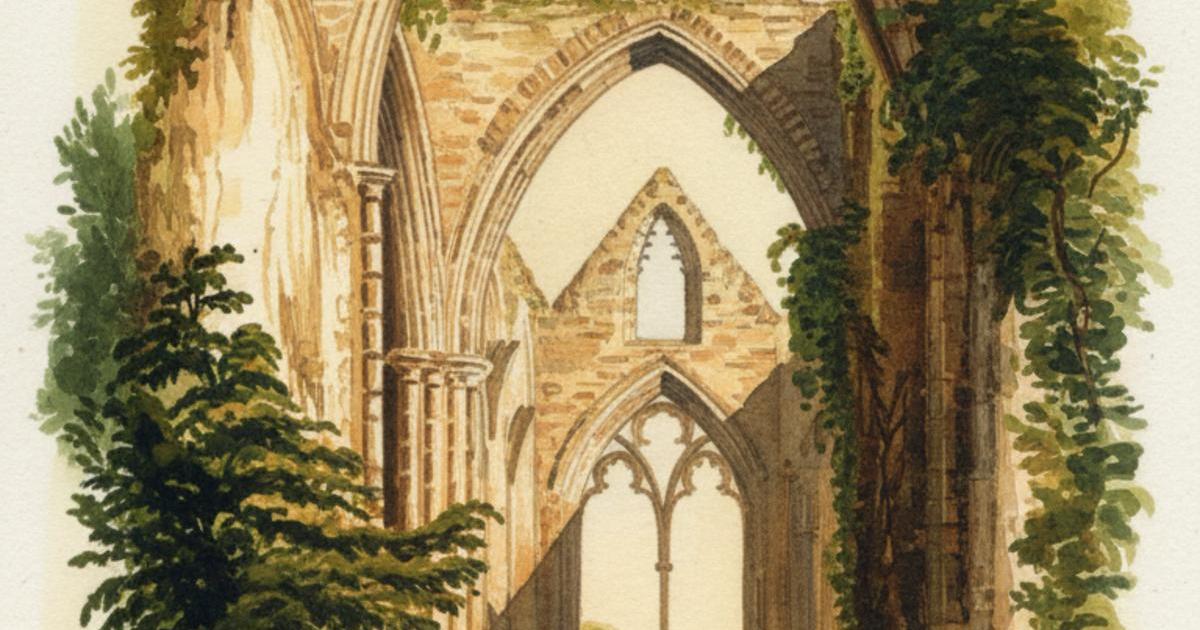Watercolour illustration of Tintern Abbey, Issue 5